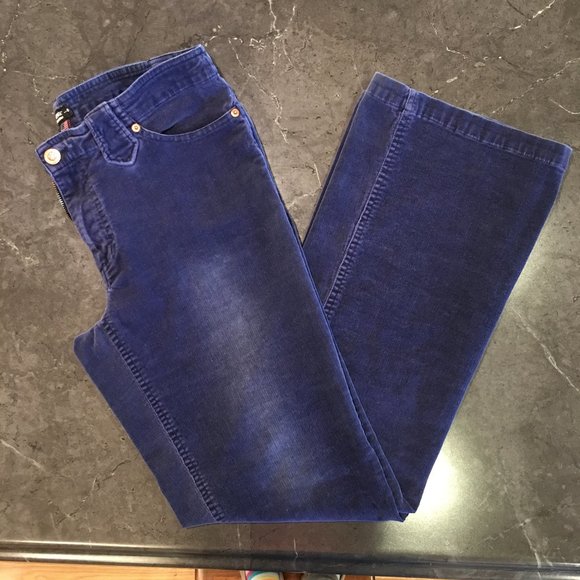 Vintage 90s Rampage Navy Velvet Low Rise Bootcut Jeans, Size 9 - Picture 3 of 16